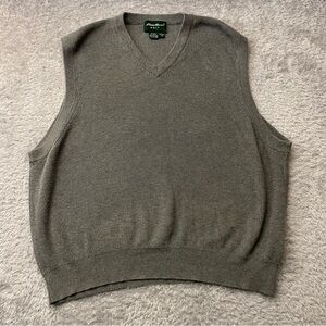 Eddie Bauer Golf Men Large Green Cotton Knit V-Neck Sweater Vest